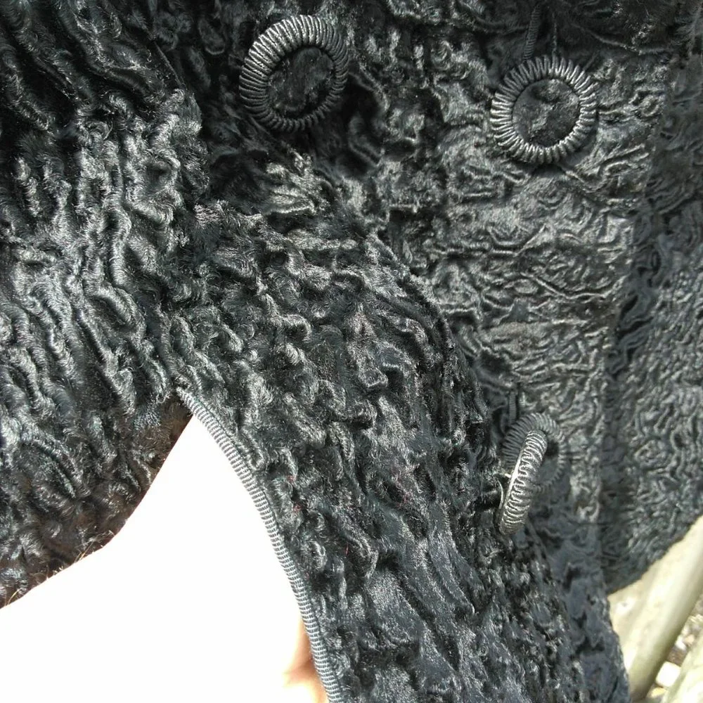 Vintage black persian lamb cropped cocktail jacket 3/4 sleeves